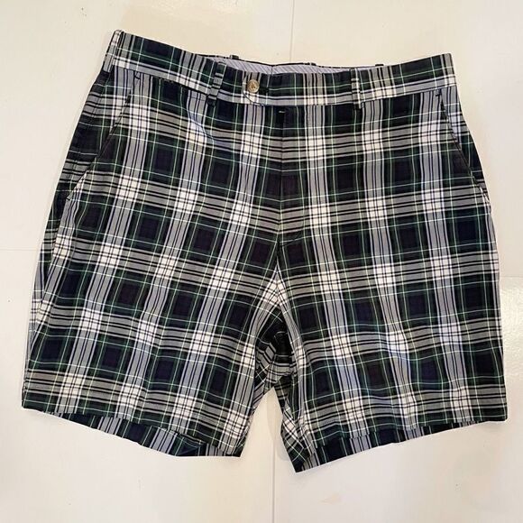 Peter Millar Size 34 Tartan Plaid Shorts 7” inseam 100% cotton preppy - Picture 1 of 8